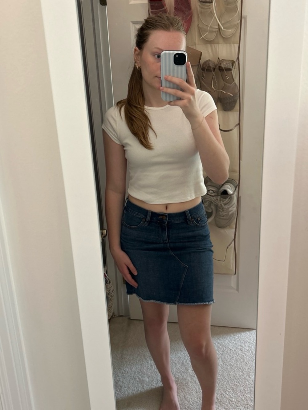 J. Crew Indigo Denim Mini Skirt with Asymmetric Front Seam